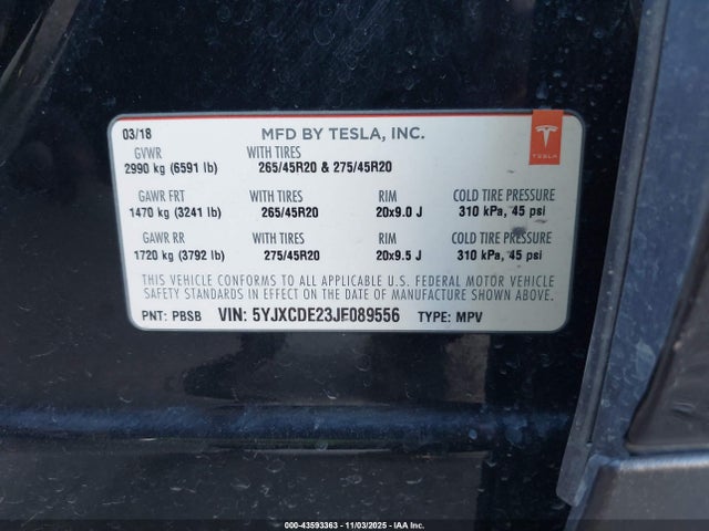 2018 TESLA MODEL X 5YJXCDE23JF089556 Photo 8