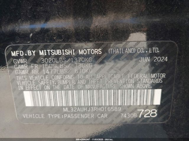 2024 MITSUBISHI MIRAGE ML32AUHJ3RH016589 Photo 8