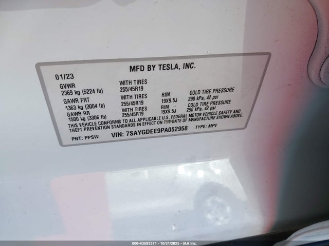 2023 TESLA MODEL Y 7SAYGDEE9PA052958 Photo 8