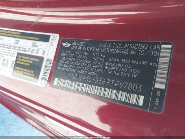 2009 MINI COOPER CLUBMAN WMWML33569TP97803 Photo 8