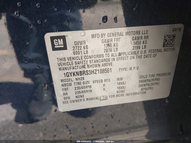 2017 CADILLAC XT5 1GYKNBRS3HZ108561 Photo 8