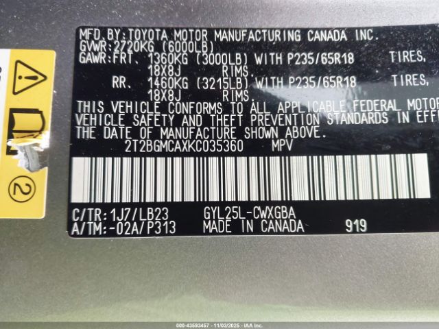 2019 LEXUS RX 450H 2T2BGMCAXKC035360 Photo 8