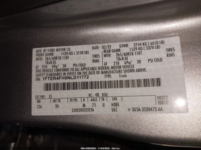 2022 FORD RANGER 1FTER4FH9NLD11772 Photo 8