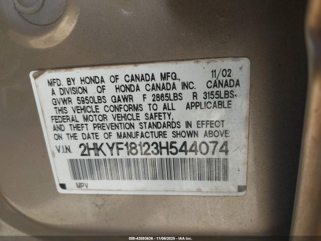 2003 HONDA PILOT 2HKYF18123H544074 Photo 8