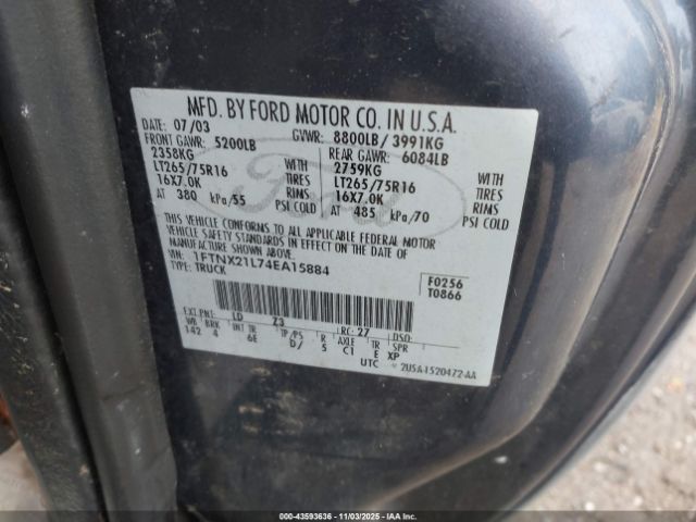 2004 FORD F-250 1FTNX21L74EA15884 Photo 8