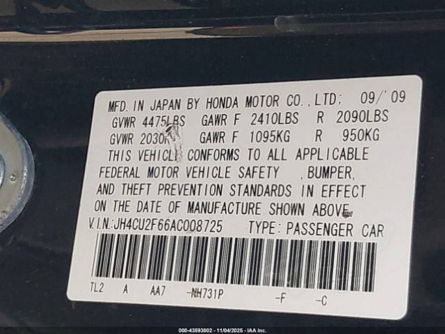 2010 ACURA TSX JH4CU2F66AC008725 Photo 8