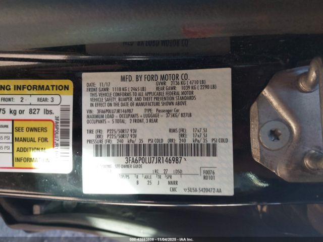 2018 FORD FUSION HYBRID 3FA6P0LU7JR146987 Photo 8