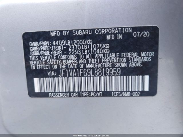 2020 SUBARU WRX JF1VA1F69L8819959 Photo 8