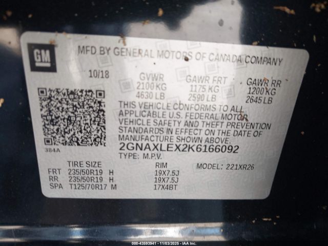 2019 CHEVROLET EQUINOX 2GNAXLEX2K6166092 Photo 8
