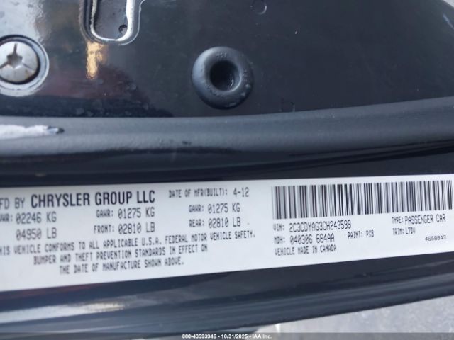 2012 DODGE CHALLENGER 2C3CDYAG3CH243589 Photo 8