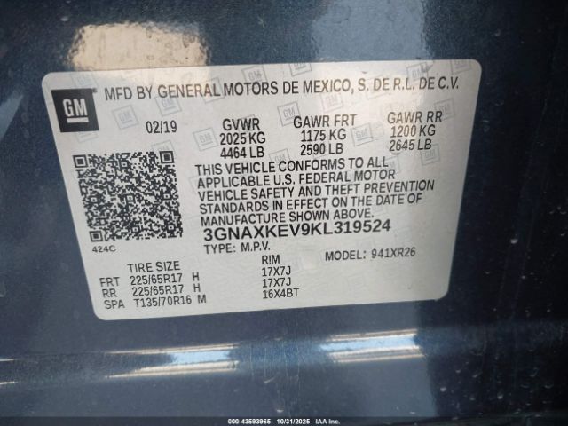 2019 CHEVROLET EQUINOX 3GNAXKEV9KL319524 Photo 8