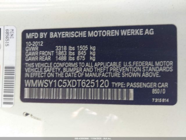 2013 MINI ROADSTER WMWSY1C5XDT625120 Photo 8