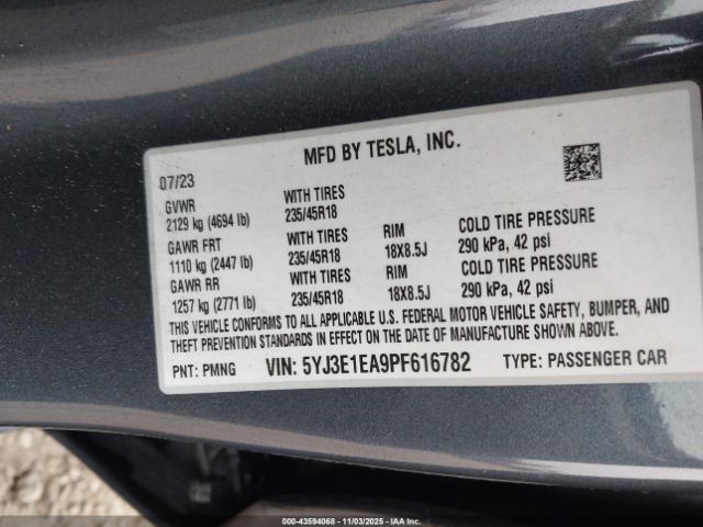 2023 TESLA MODEL 3 5YJ3E1EA9PF616782 Photo 8