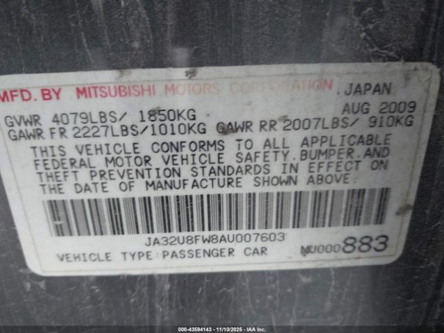 2010 MITSUBISHI LANCER JA32U8FW8AU007603 Photo 8