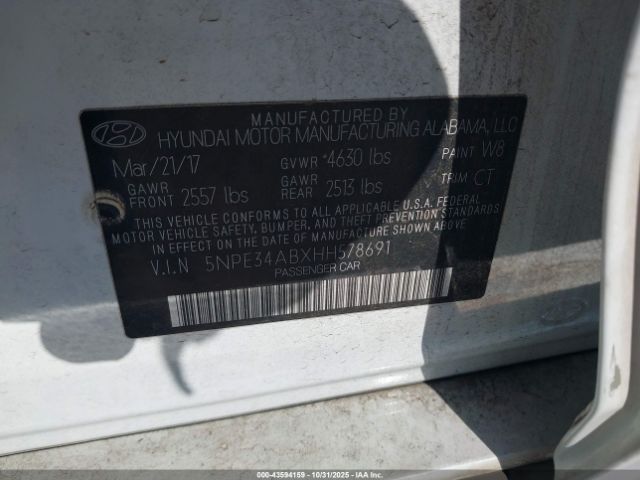 2017 HYUNDAI SONATA 5NPE34ABXHH578691 Photo 8