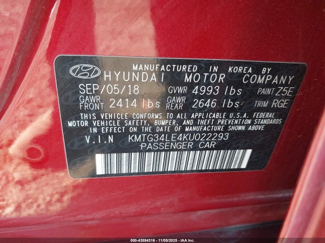 2019 GENESIS G70 KMTG34LE4KU022293 Photo 8