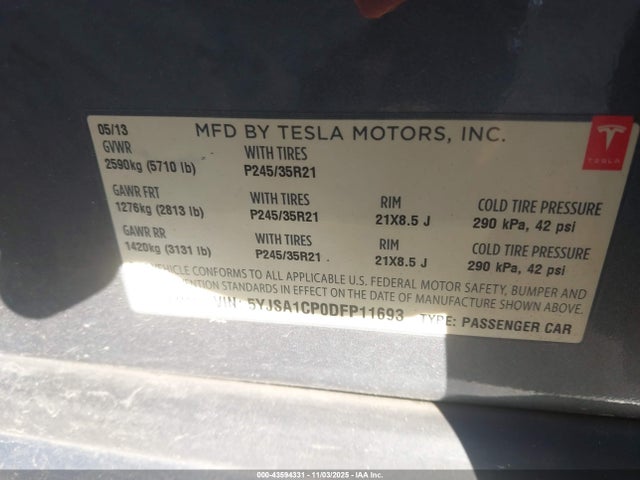 2013 TESLA MODEL S 5YJSA1CP0DFP11693 Photo 8
