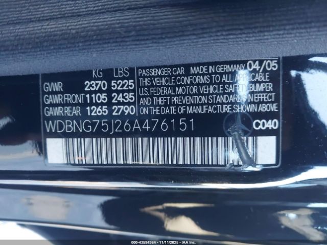 2006 MERCEDES-BENZ S 500 WDBNG75J26A476151 Photo 8