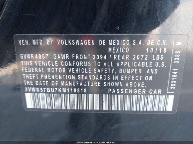 2019 VOLKSWAGEN JETTA 3VWN57BU7KM118818 Photo 8