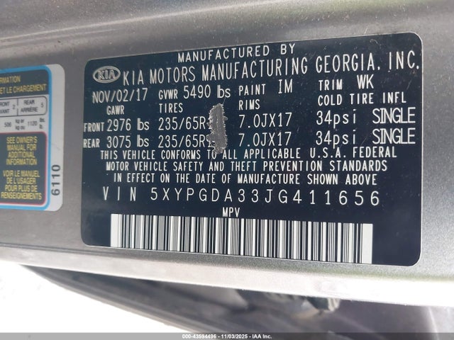 2018 KIA SORENTO 5XYPGDA33JG411656 Photo 8
