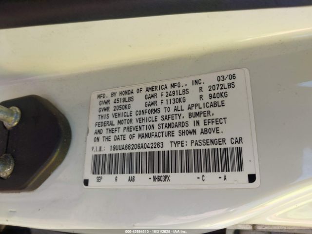 2006 ACURA TL 19UUA66206A042263 Photo 8