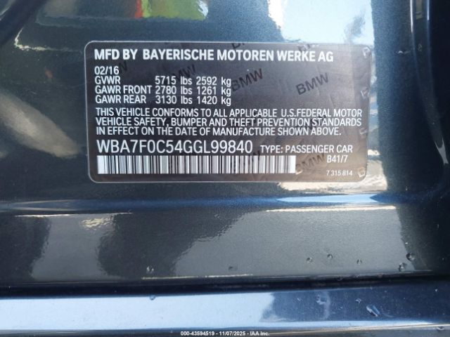 2016 BMW 750I WBA7F0C54GGL99840 Photo 8