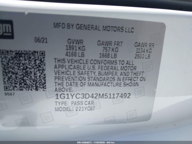 2021 CHEVROLET CORVETTE STINGRAY 1G1YC3D42M5117492 Photo 8