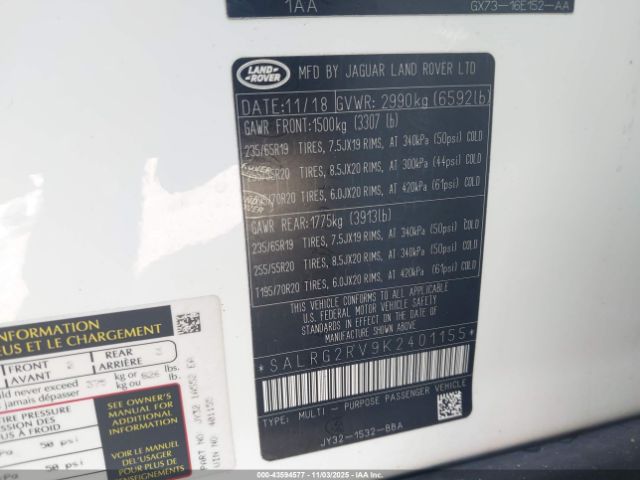 2019 LAND ROVER DISCOVERY SALRG2RV9K2401155 Photo 8