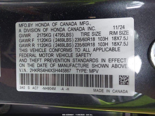 2025 HONDA CR-V 2HKRS4H4XSH445867 Photo 8