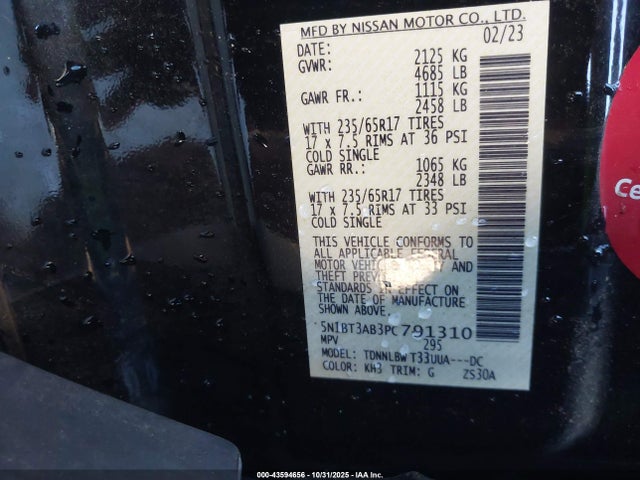 Продаж на аукціоні авто 2023 Nissan Rogue S Intelligent Awd, vin: 5N1BT3AB3PC791310, номер лоту: 43594656