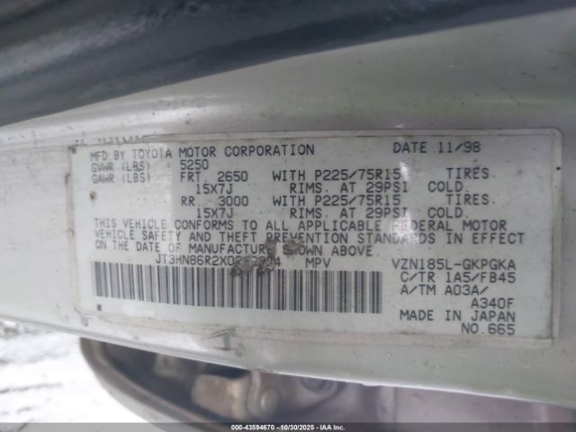 1999 TOYOTA 4RUNNER JT3HN86R2X0212874 Photo 8