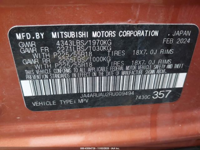 2024 MITSUBISHI OUTLANDER SPORT JA4ARUAU2RU009494 Photo 8