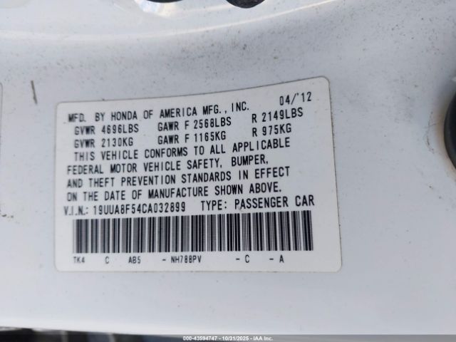 2012 ACURA TL 19UUA8F54CA032899 Photo 8