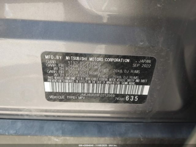 2023 MITSUBISHI OUTLANDER JA4J4UA89PZ012569 Photo 8