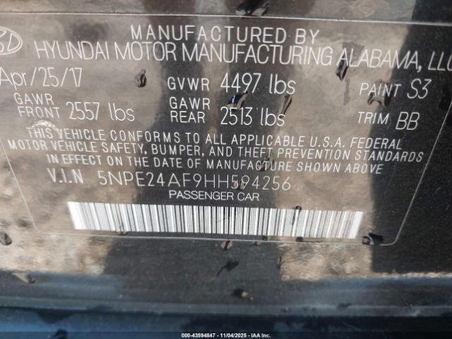 2017 HYUNDAI SONATA 5NPE24AF9HH594256 Photo 8