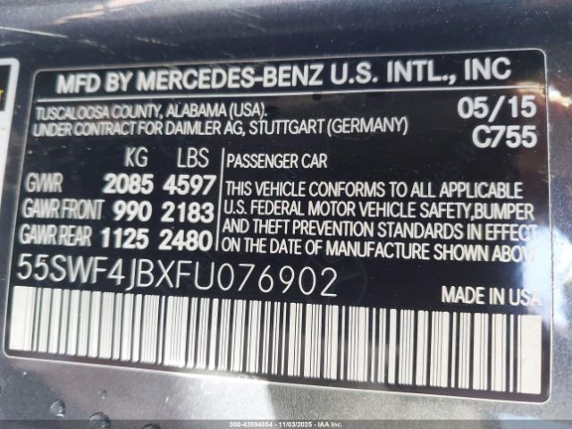 2015 MERCEDES-BENZ C 300 55SWF4JBXFU076902 Photo 8