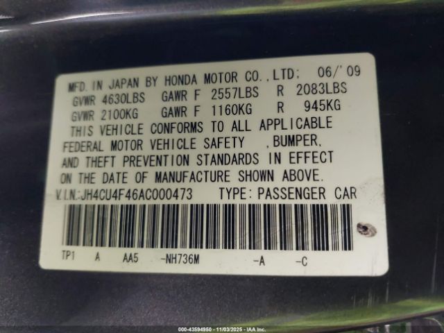 2010 ACURA TSX JH4CU4F46AC000473 Photo 8