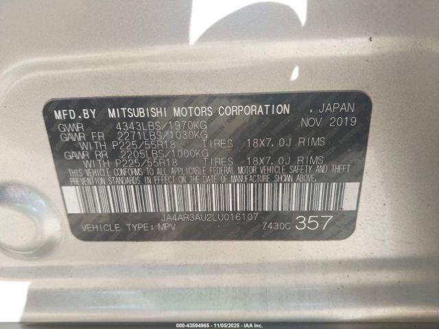 2020 MITSUBISHI OUTLANDER SPORT JA4AR3AU2LU016107 Photo 8