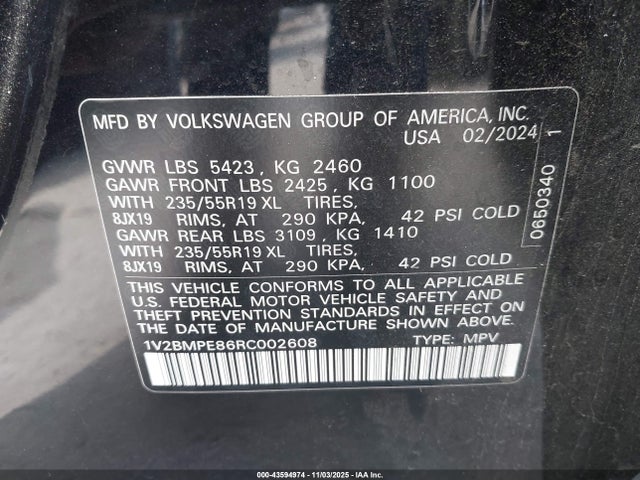 Aukcja sprzedaży 2024 Volkswagen Id.4 Standard, vin: 1V2BMPE86RC002608, numer aukcji: 43594974