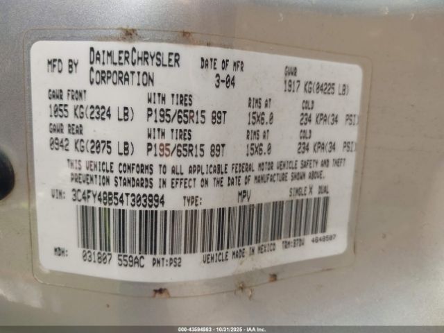 2004 CHRYSLER PT CRUISER 3C4FY48B54T303994 Photo 8