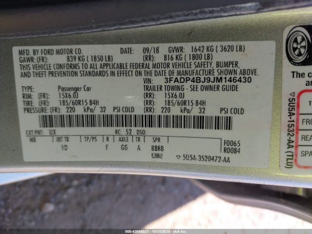 2018 FORD FIESTA 3FADP4BJ9JM146430 Photo 8