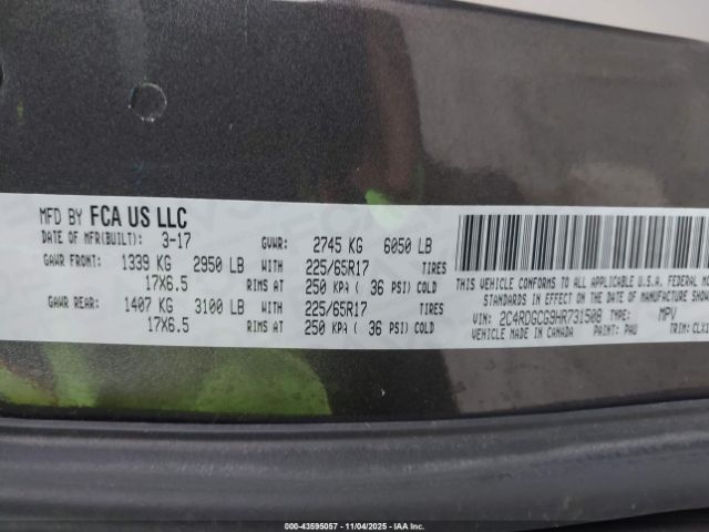 2017 DODGE GRAND CARAVAN 2C4RDGCG9HR731508 Photo 8