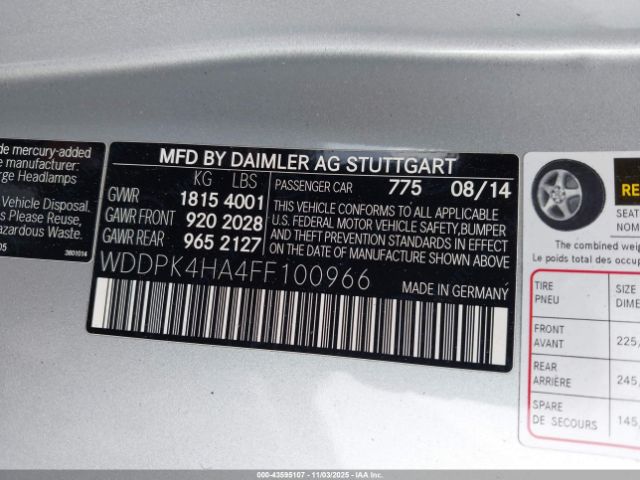 2015 MERCEDES-BENZ SLK 250 WDDPK4HA4FF100966 Photo 8