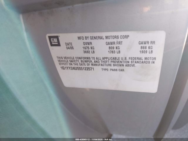 2005 CHEVROLET CORVETTE 1G1YY24U555122571 Photo 8