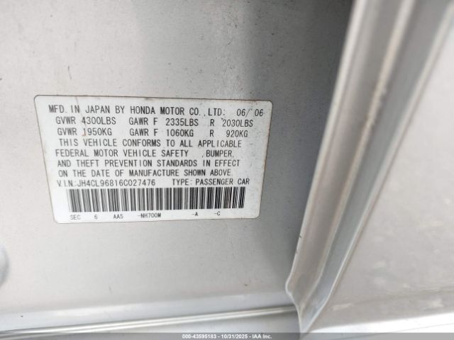 2006 ACURA TSX JH4CL96816C027476 Photo 8