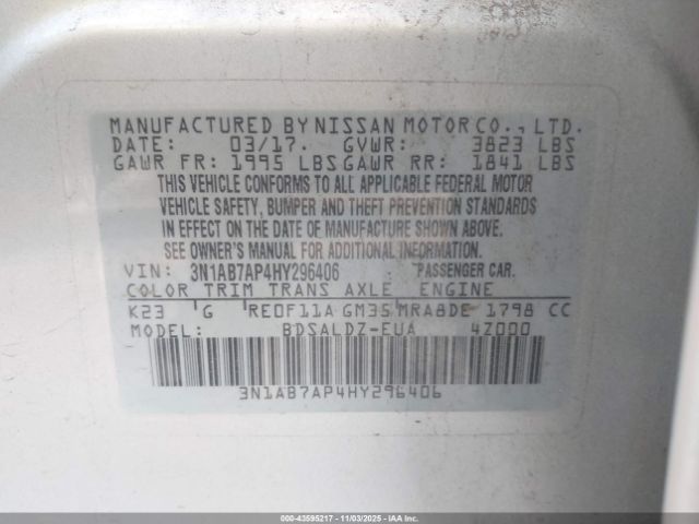 2017 NISSAN SENTRA 3N1AB7AP4HY296406 Photo 8