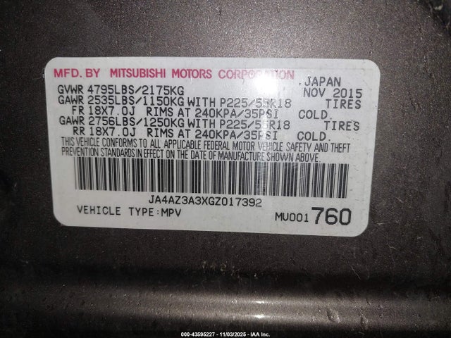 2016 MITSUBISHI OUTLANDER JA4AZ3A3XGZ017392 Photo 8