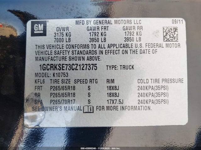 Продаж на аукціоні авто 2012 Chevrolet Silverado 1500 Lt, vin: 1GCRKSE73CZ127375, номер лоту: 43595246