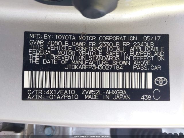 2017 TOYOTA PRIUS PRIME JTDKARFP3H3027184 Photo 8