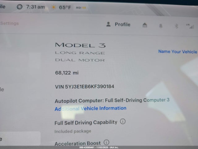 2019 TESLA MODEL 3 5YJ3E1EB6KF390184 Photo 6